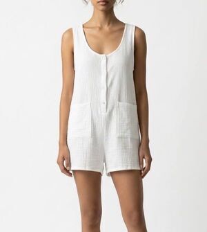4OUR DREAMERS White Gauze Cotton Anthropologie Boho Lightweight Romper Size XL